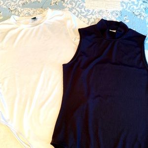 BODYSUITS-Set of 2 bodysuit tops Black Sleeveless & White short sleeve Size Med